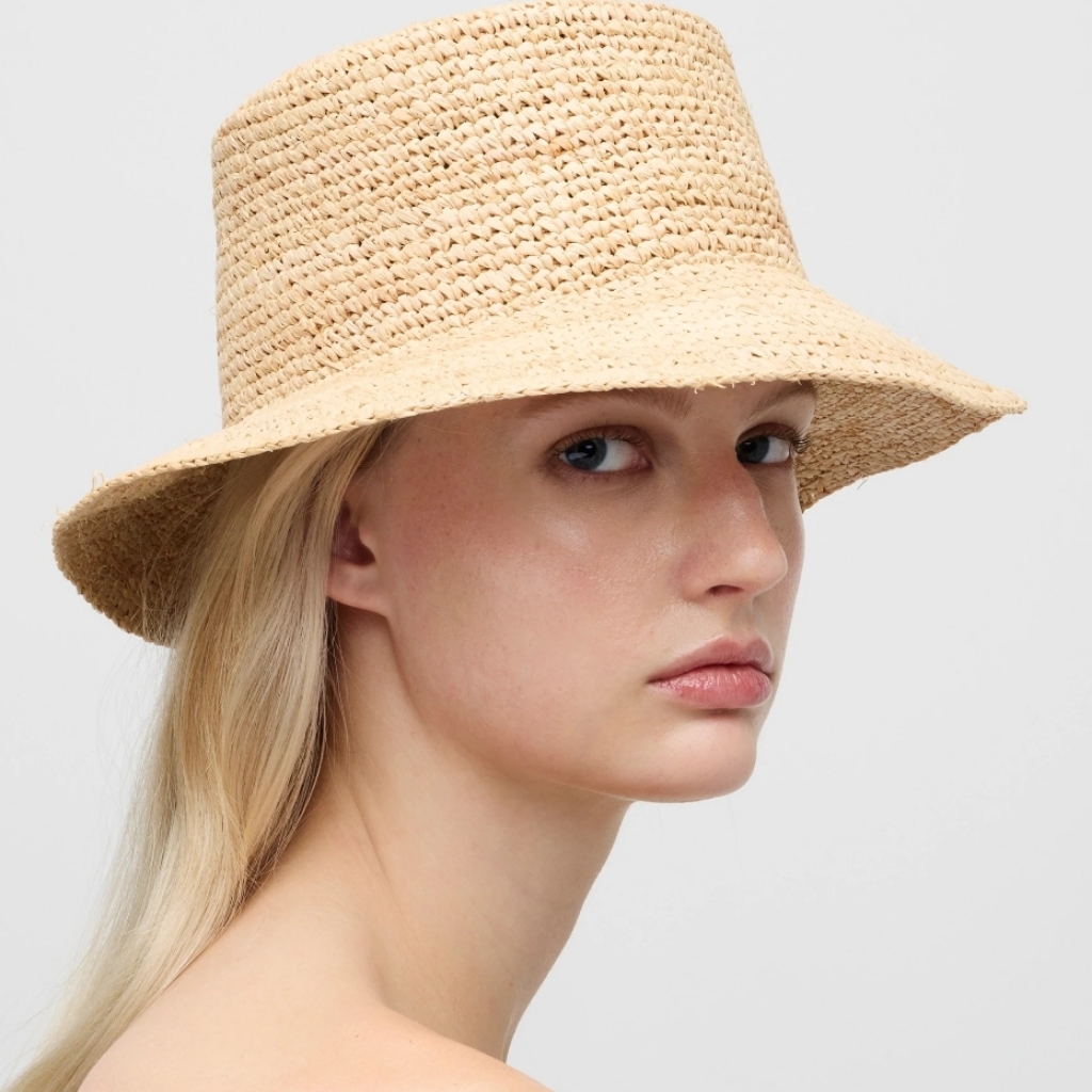 J. Crew Packable Raffia Bucket Hat - Natural Straw